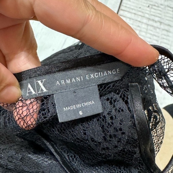 ARMANI EXCHANGE black lace with sateen underlay sheath dress in size 6 EUC - Picture 2 of 16